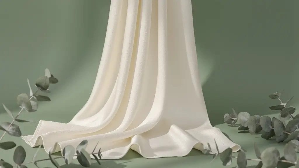 Tissu Tencel fluide avec motifs naturels de feuilles d’eucalyptus