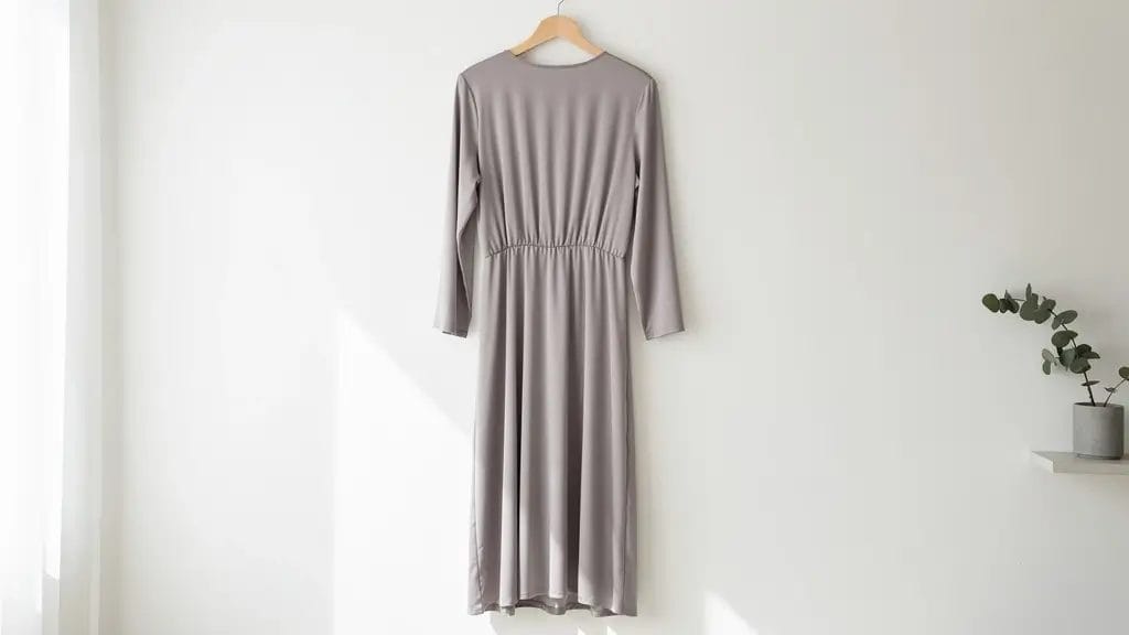 Robe fluide en Tencel suspendue montrant le drapé naturel du tissu