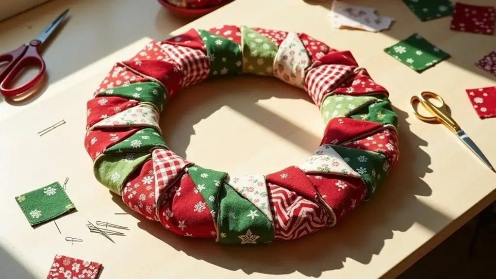 Tuto couronne de Noël en tissu patchwork